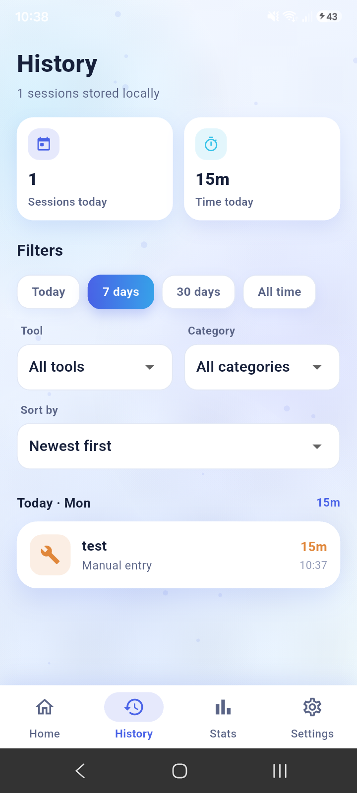 History screen